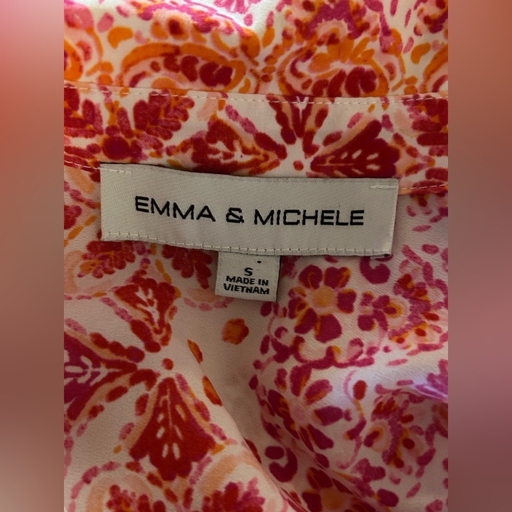 Emma & Michele Floral Print Tie Waist V-neck Dress Size Small - Picture 6 of 11